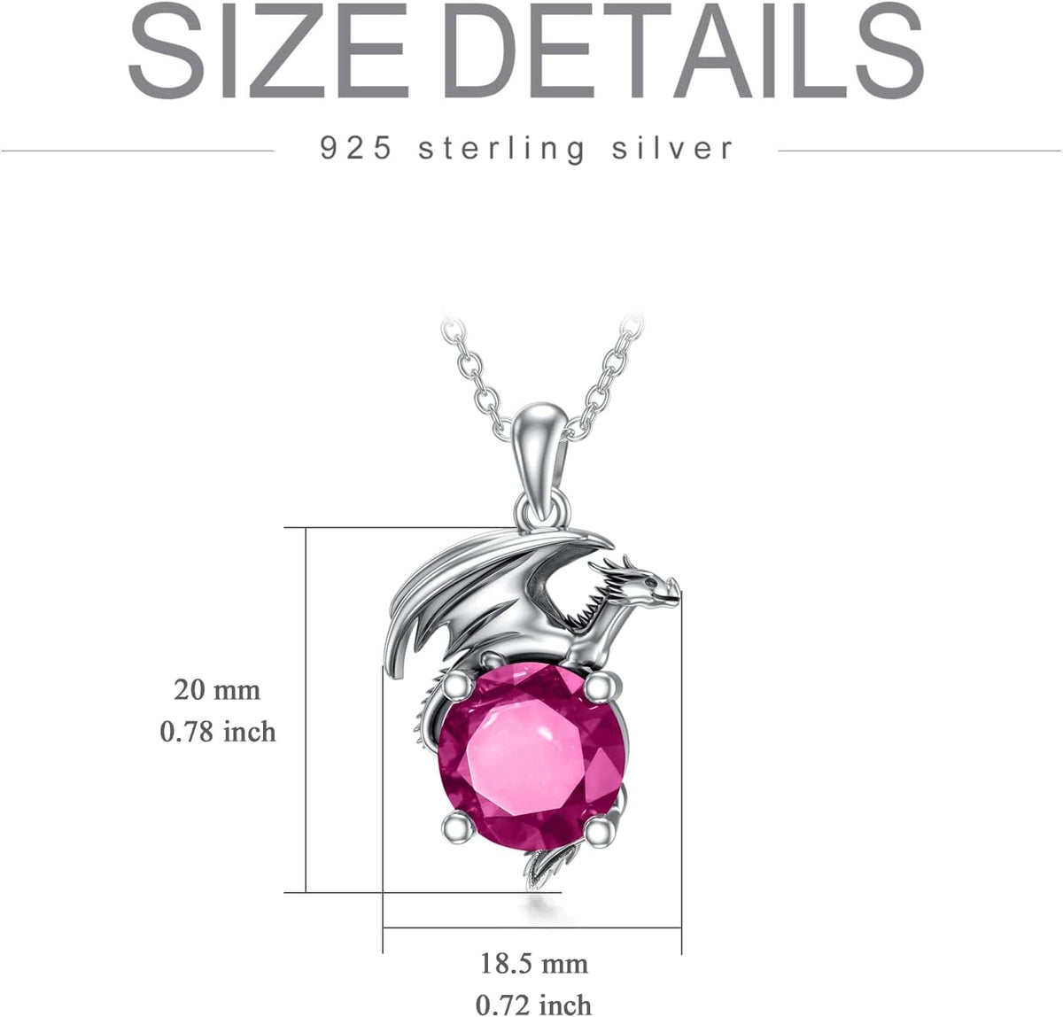 Dragon Necklace for Women/Men Sterling Silver Necklace with Birthstone Gift for Women/Men