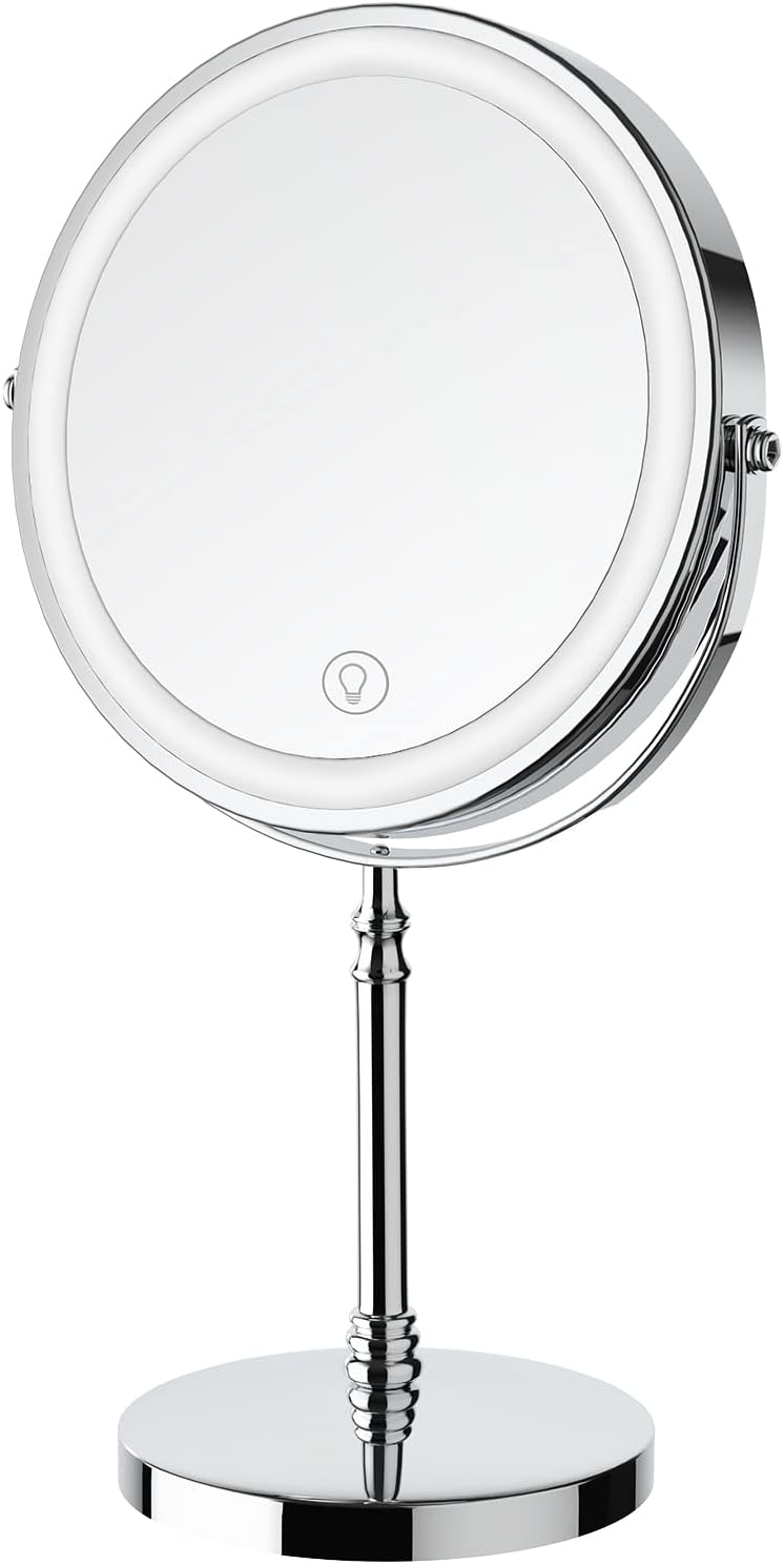 DEIOVWXS Makeup Mirror, 3000mAh Rechargeable Double-Sided Magnifying Vanity Mirror with 3 Colors, 1X/10X, Adjustable Brightness, Gift for Mom, Mothers Day, Women, Wife, Girls, Dorm Room Essential