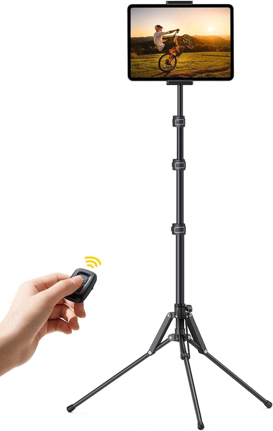 Lamicall Tablet Floor Tripod Stand - 64.9" Tablet Holder Mount with Adjustable Height for Watching, Bluetooth Remote, for 4.7-13" iPad Pro 12.9 11 10.5 Mini, Air, iPhone, Galaxy Tabs