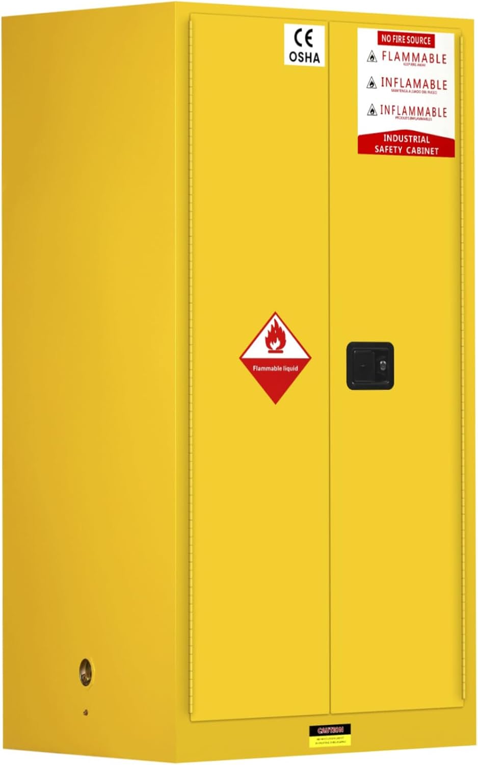 36 Gallon Yellow Flammable Storage Cabinet, Fireproof Steel Chemical Storage Locker with Adjustable Shelves, for Flammable Liquids, Industrial Use, Free Returns!