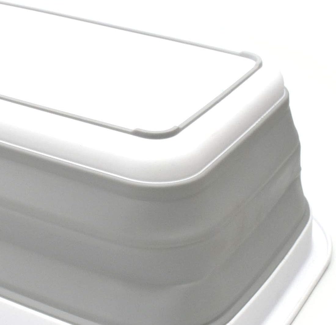 SAMMART 9.2L (2.37Gallon) Collapsible Wash Basin - Foldable Outdoor Picnic Basket - Portable Plastic Tub - Space Saving Storage Container with Size : 15.3 x 11.2 x 5.5/1.5" (M, Gray)