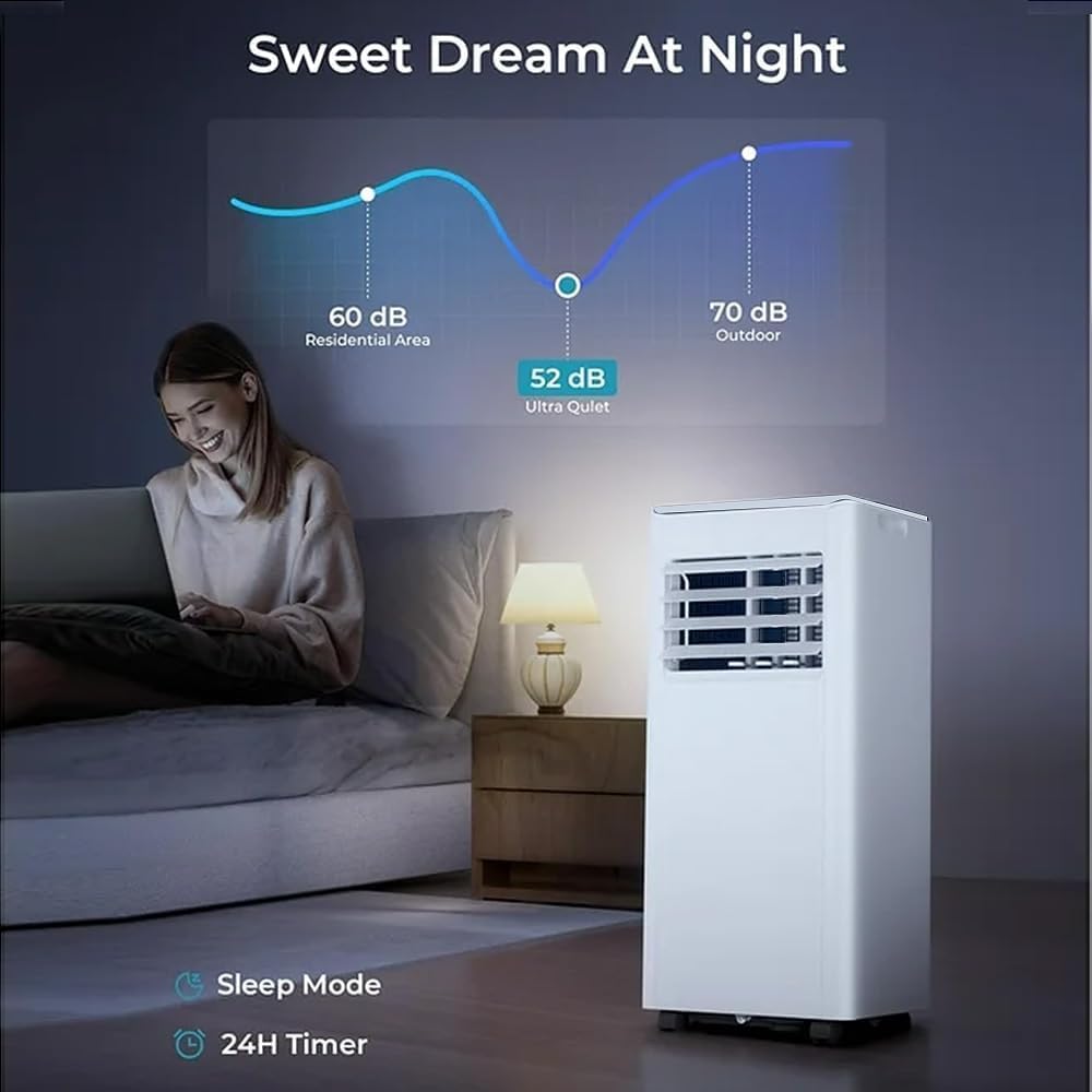 10000 BTU Portable Air Conditioner, 4-in-1 Cools 450 Sq.Ft, Quiet AC with Fan & Dehumidifier, LED Display, Remote, 24H Timer, Portable AC Units with Window Kit, for Bedroom/Office/Dorms