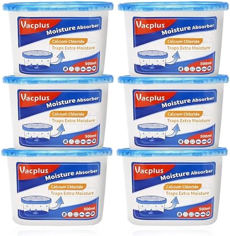 Vacplus Moisture Absorbers 6 Pack, Portable Humidity Absorber Boxes for Your Bathroom, Closet & Car, Dehumidifier with Fragrance Free, 10.5 Oz