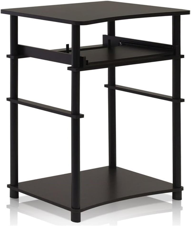 Furinno Simplistic Easy Assembly Computer Desk, With Keyboard Tray, Dark Brown/Black