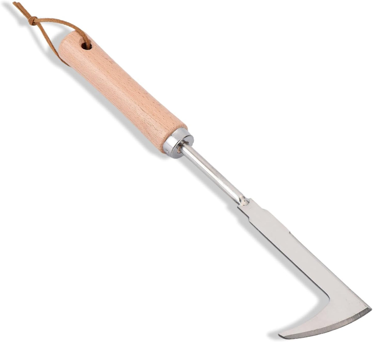 Crack Weeder, 13.4" Stainless Steel Crevice Weeding Tool with Wood Handle, L-Shaped Side-Walk Weed Puller Spatula, for Garden Lawn Yard Patio Terrace Paving Moss, Small Gardening Tool