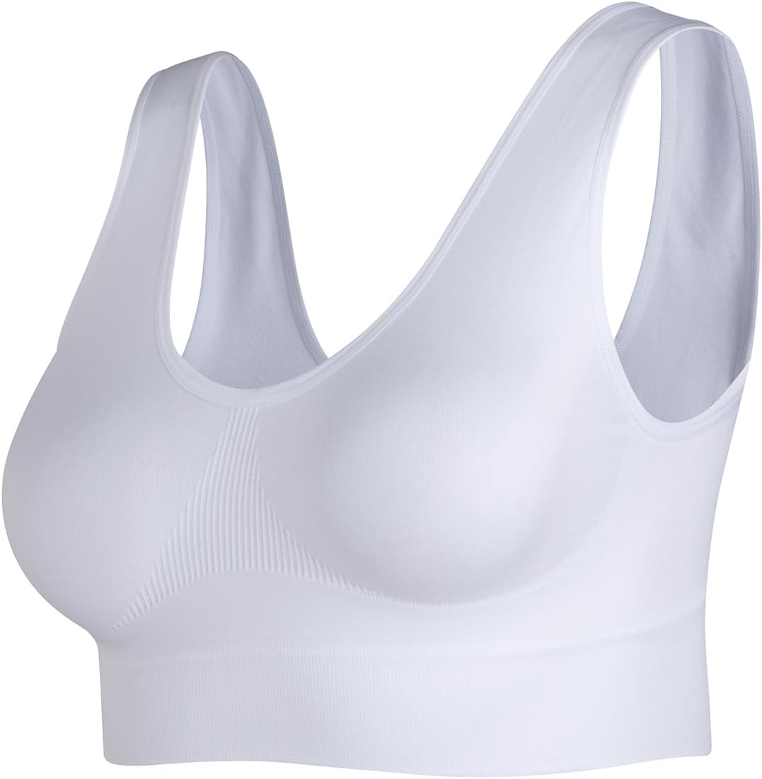 Women's Wireless Sleep Bras Unpadded Seamless Comfort Bras Throw-on Wirefree Bralettes 3 Pack