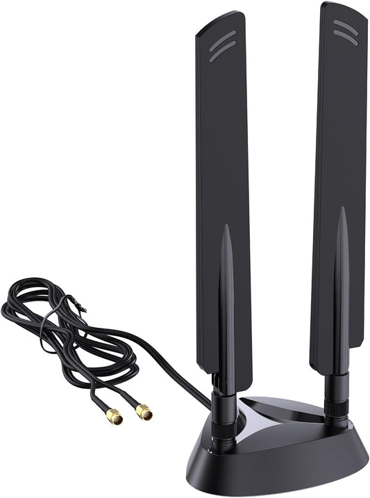 QFly WiFi 6e Tri-Band Antenna, RP-SMA Wi-Fi Antennas with Magnetic Base