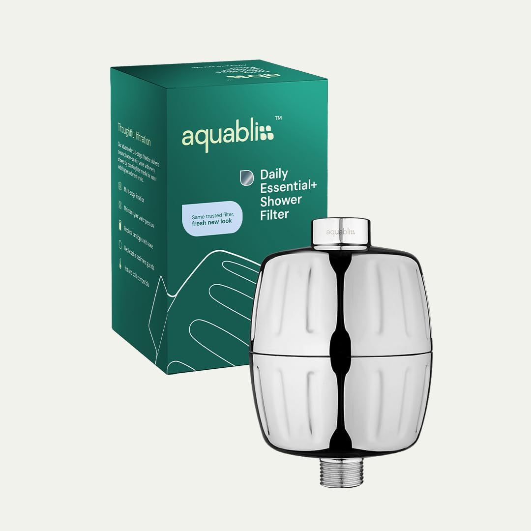Aquabliss HEAVY DUTY Shower Filter – Latest Superior Advanced 30x Filtration - Universal Multi-Stage Shower Head Filter Reduces Chemicals, Chlorine & Odors - Chrome (SF500)