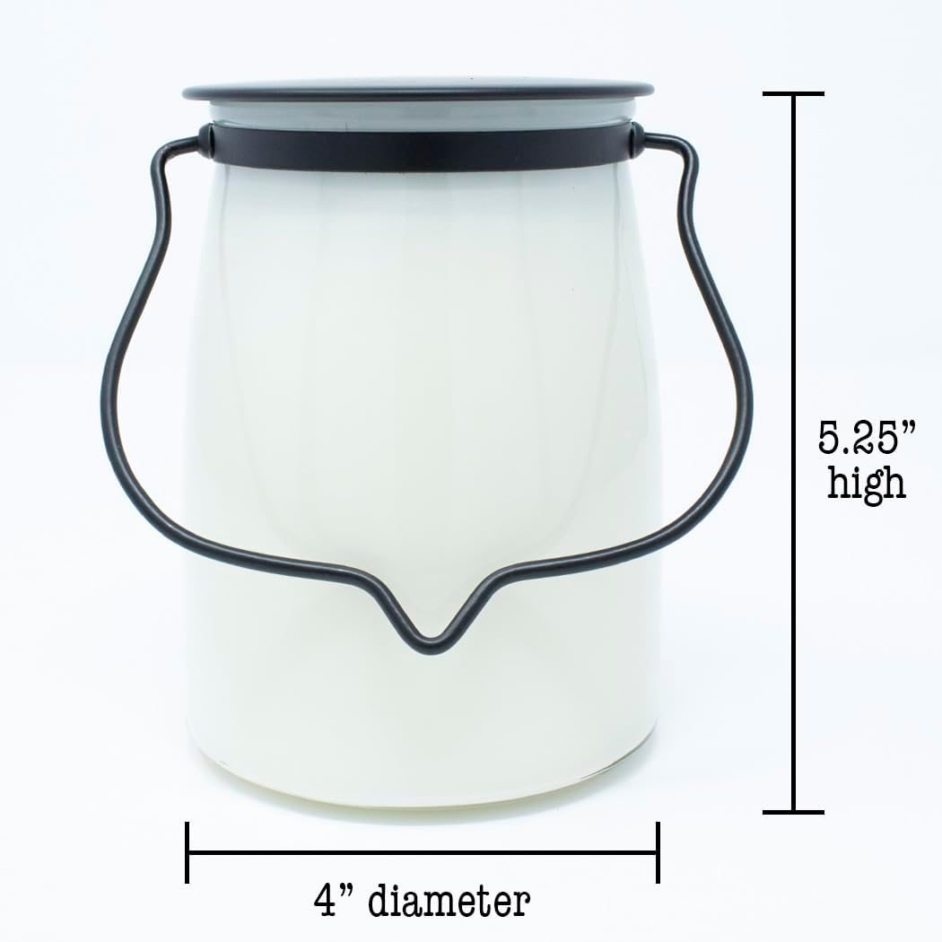 Milkhouse Jasmine & Honeysuckle Soy Candle, 22 oz Butter Jar, 120+ Hr Burn
