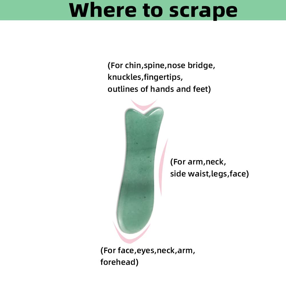 Facial Gua Sha Tool for Chin Massage Tool Natural Jade Stone Gua Sha Board for Face SPA Acupuncture Therapy Trigger Point Treatment