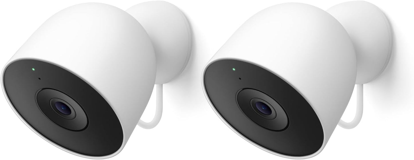 Google Nest Cam Outdoor (Wired, 2nd Gen) - 2 Pack - Security Camera with 2K Video and Gemini, Night Vision, 2-Way Audio - Works with Google Home - 2025 Model - Snow