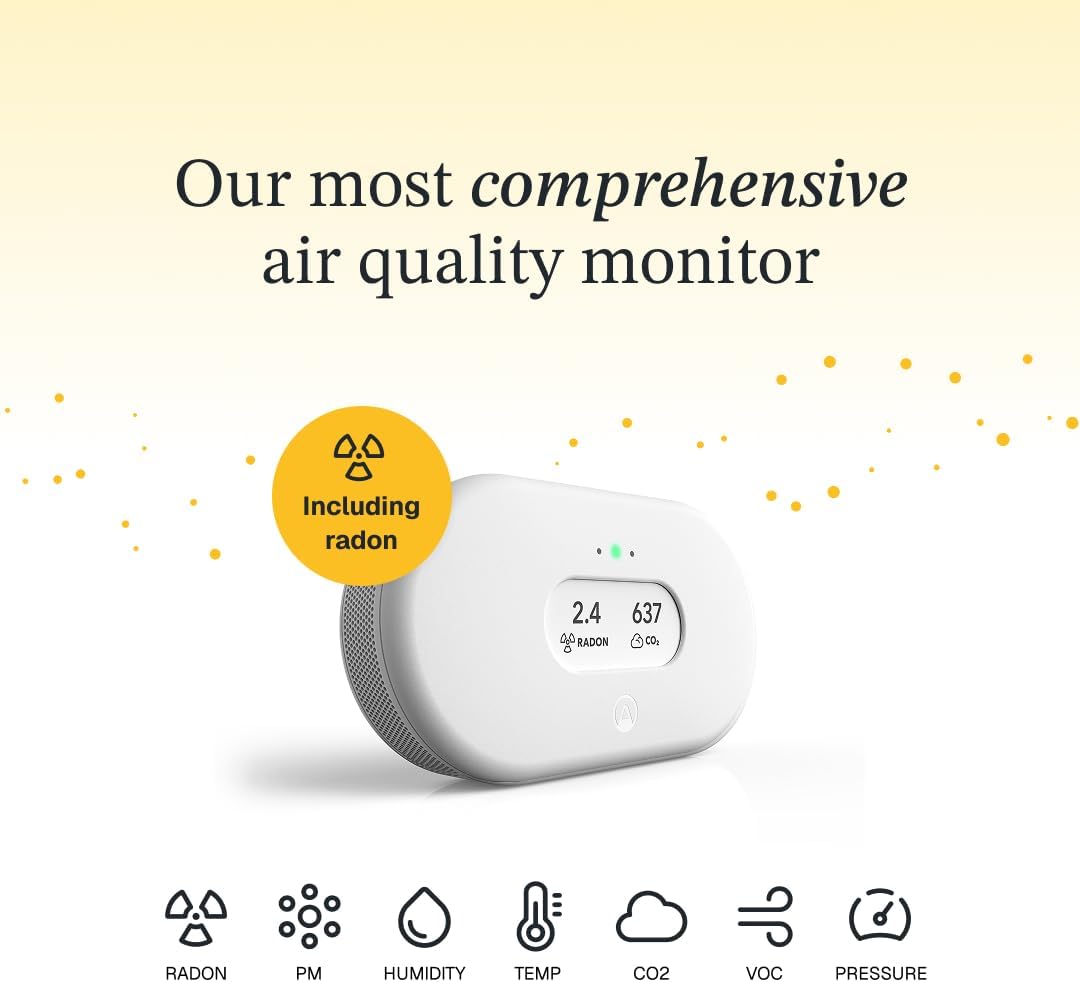 Airthings 2960 View Plus - Battery Powered Radon & Air Quality Monitor (PM, CO2, VOC, Humidity, Temp, Pressure)