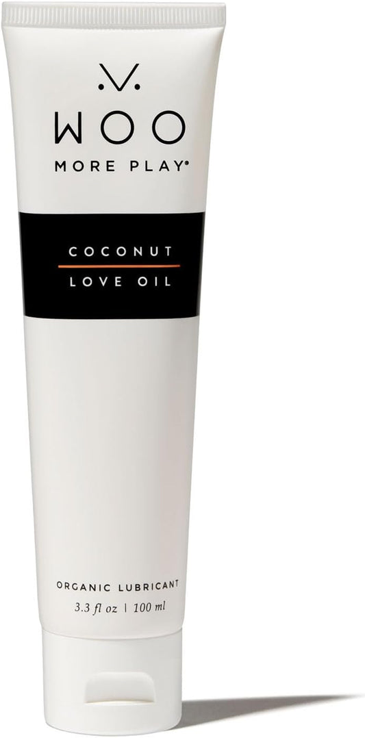 Woo More Play Coconut Love Oil | Organic Coconut Oil Personal Lubricant for Men and Women | Natural and Clean Ingredients | Doubles as Massage Oil | Relaxing Scent | 3.3 fl Oz (3.3 Fl Oz (Pack of 1))