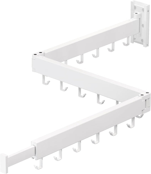 ZdwCyl Clothes Drying Rack,Laundry Space Saver Wall Mounted,Retractable,Collapsible(Tri-Fold), White Color Rack Clothing