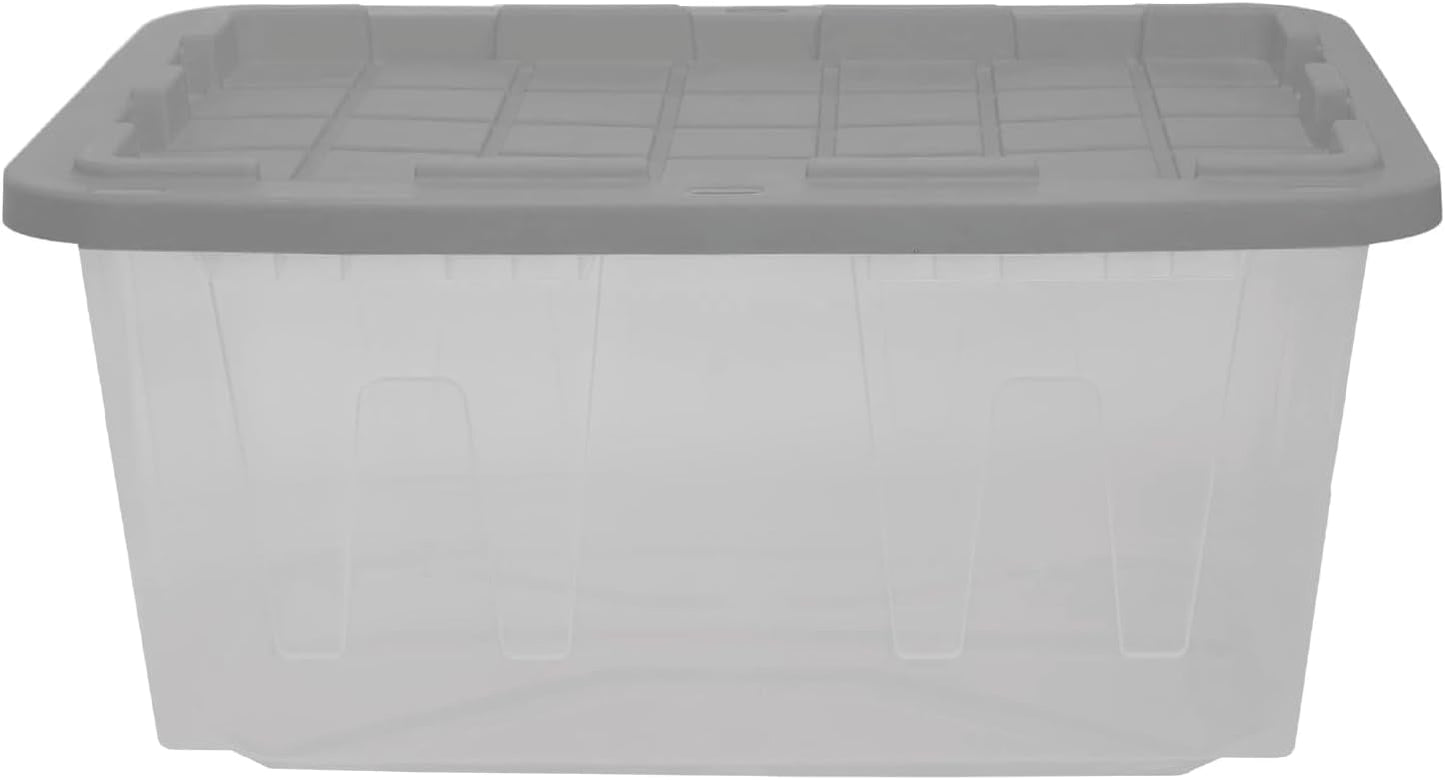 CX 27-Gallon Heavy Duty Clear Stackable Storage Bins with Lids, 2 Pack