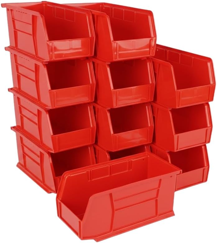 HE HUDSON EXCHANGE 11" x 5.5" x 5" Plastic Stackable Storage Bin, Red