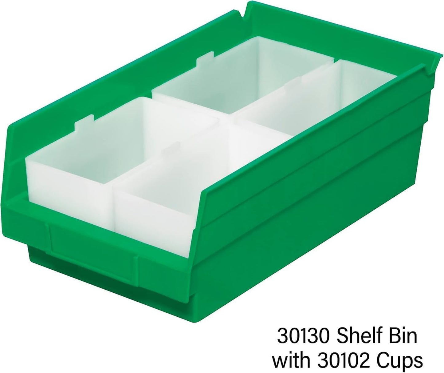 Akro-Mils 30130 Heavy Duty Plastic Shelf Bins, 12"x 6.5"x 4", Green, 12-Pk