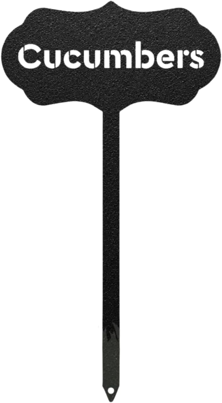 RealSteel Metal Seed & Plant Markers – Elegant Indoor & Outdoor Garden Stakes – Durable Herb, Vegetable & Fruit Plant Labels for Pots, Raised Beds & Greenhouse – Farmhouse Garden Gift - Cucumber