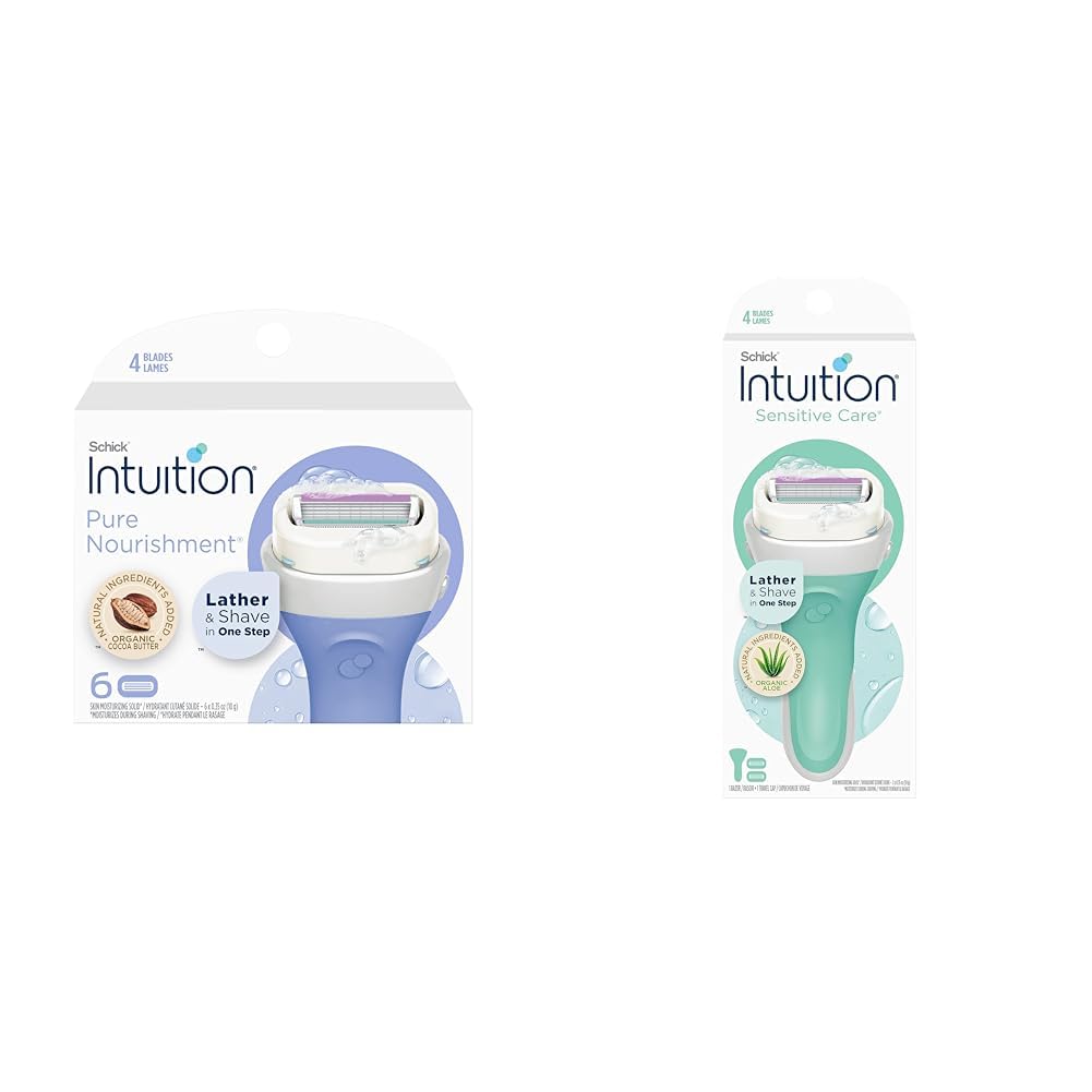 Schick Intuition Refill, Pure Nourishment Razors for Women | Intuition Razor Blades Refill with Organic Cocoa Butter, 8 Count Razor Refills