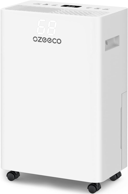 34 Pint Dehumidifier for Basement up to 2500 Sq.Ft, ozeeco Home Dehumidifier with Drain Hose, Ionizer, Humidity Control, Ultra Quiet, Child Lock, 24H Timer for Bedroom, Bathroom, RV