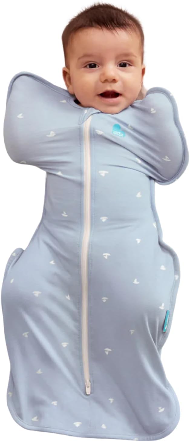 Love to Dream Swaddle Up Viscose from Bamboo, Arms Up Position, Soft and Sustainable Bamboo Fabric, Versatile Wearable Blanket,1.0 TOG (20-24°C) Ideal for Moderate Temps,Newborn 5-8.5 lbs, Boats Mist