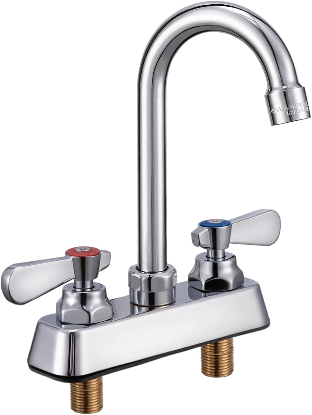 Leak-Free Commercial Sink Faucet 4 inch Center 2 Hole, Commercial Handwash Sink Faucet 3-1/2" Gooseneck Deck Mount, Laundry Tub Utility rv Bar Sink, Brass
