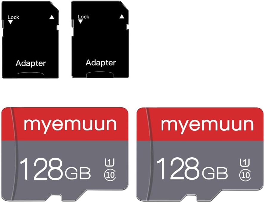 2 Pack 128 GB Micro Memory Card with Adapter, TF Memory Card Class 10, Mini Memory Card for Smartphone/Tablet/Camera/Personal Computer (128GB*2-U1)