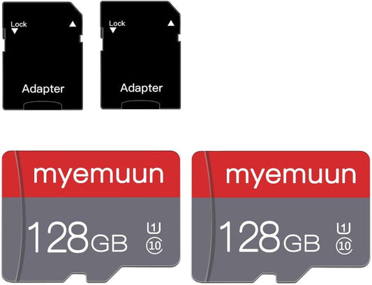2 Pack 128 GB Micro Memory Card with Adapter, TF Memory Card Class 10, Mini Memory Card for Smartphone/Tablet/Camera/Personal Computer (128GB*2-U1)