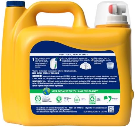 ARM & HAMMER Liquid Laundry Detergent, Clean Burst Fresh, 174 fl oz, 174 Loads
