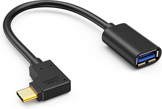 CableCreation Type C to USB 3.0 Adapter, 90 Degree USB C Male to USB A Female OTG Cable Adapter, Compatible with MacBook Pro, Samsung Note 8, Dell XPS 15 etc., 15 cm/Black