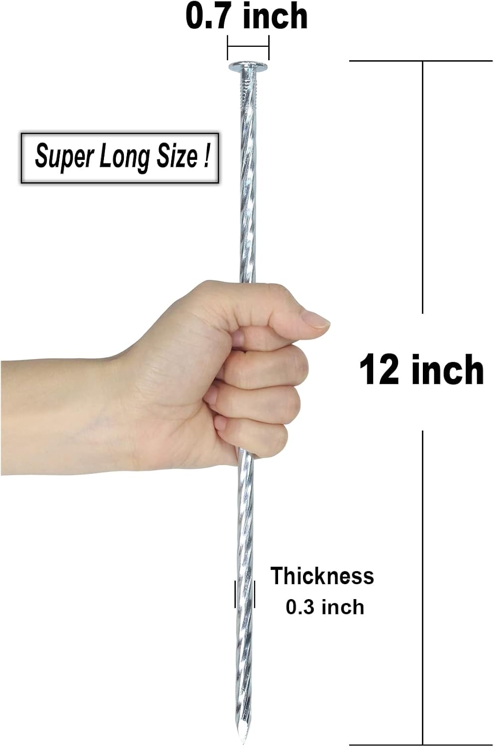12 Inch Galvanized Landscape Stakes Metal Landscape Edging Anchoring Spikes, Landscape Anchoring Stake for Artificial Turf, Paver Edging, Weed Barrier, Tent, Camping, Carpentry (25)