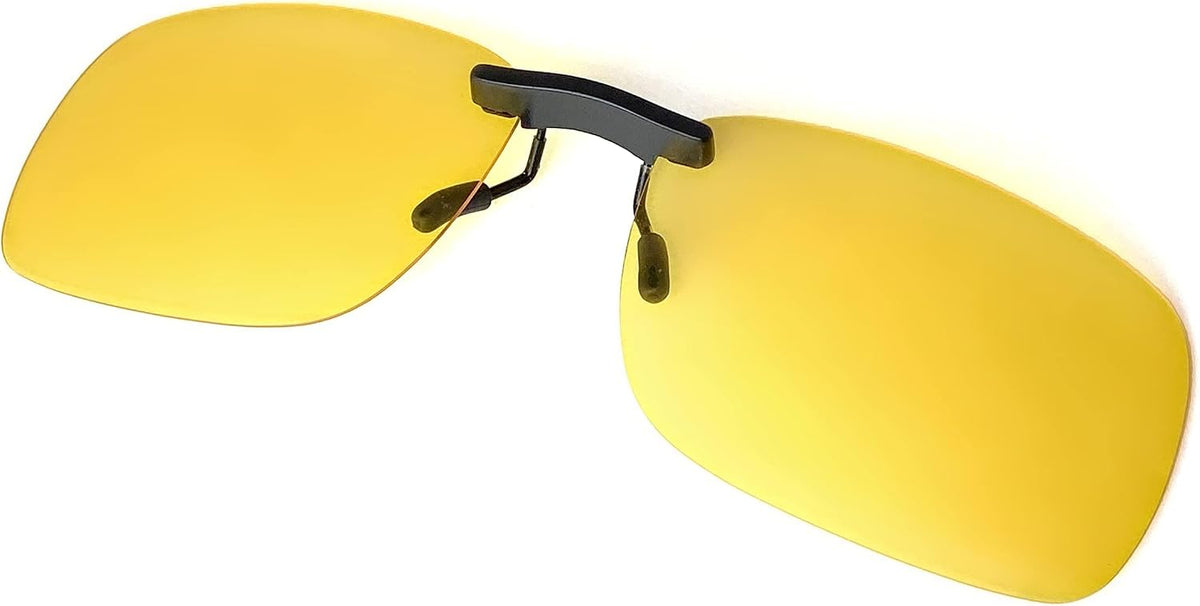 BLUE CUT Clip on Polarized Night Vision, Driving Sunglasses UV 400 Blocker To Wear Over Prescription Glasses