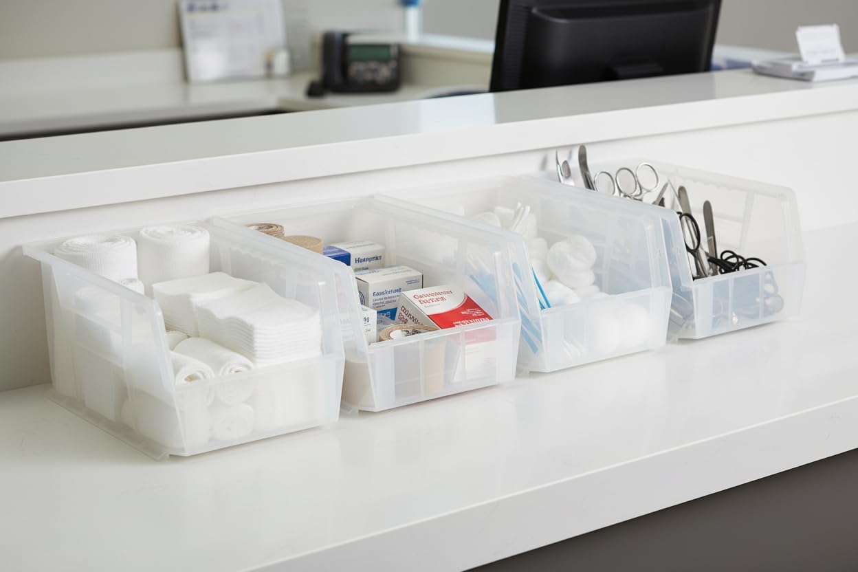 HE HUDSON EXCHANGE 9.5" x 6" x 5" (6 Pack) Plastic Stackable Storage Bin, Clear