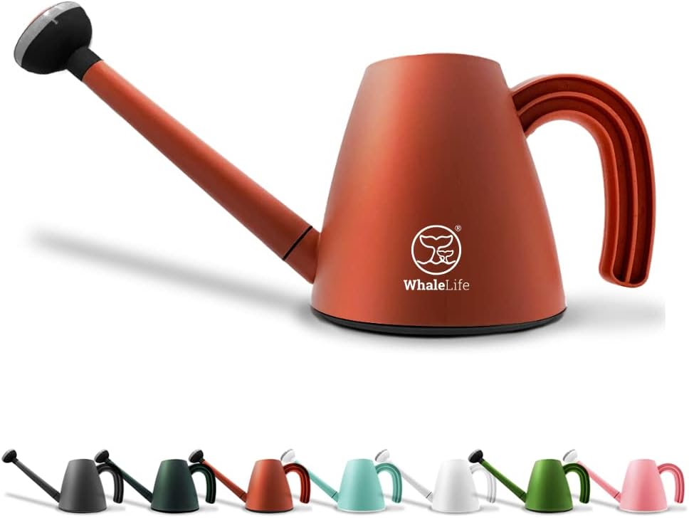 Indoor Plant Watering Can Long Spout Water Pot 2L/67oz Terra-Cotta Red