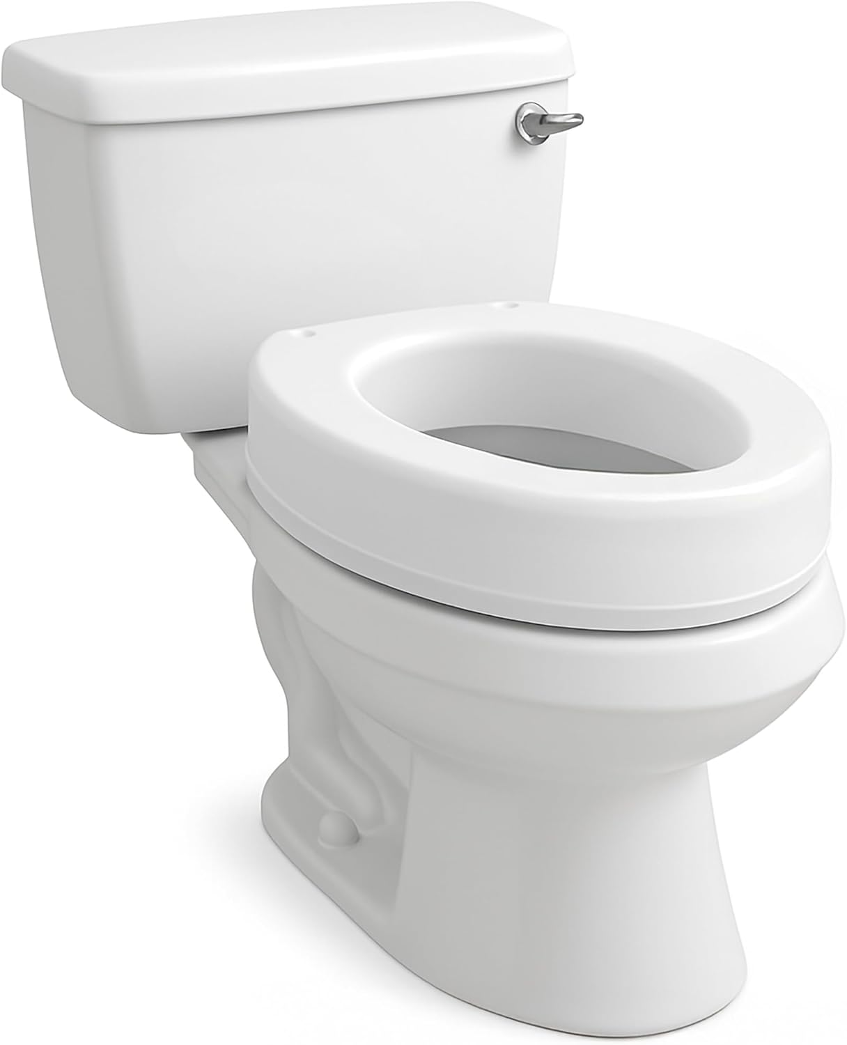 Carex Toilet Seat Riser, Elongated Raised Toilet Seat Adds 3.5 inches to Toilet Height, Assists with Bending or Sitting, Bolt-On Installation Under Existing Toilet Seat, 300 Pound Weight Capacity