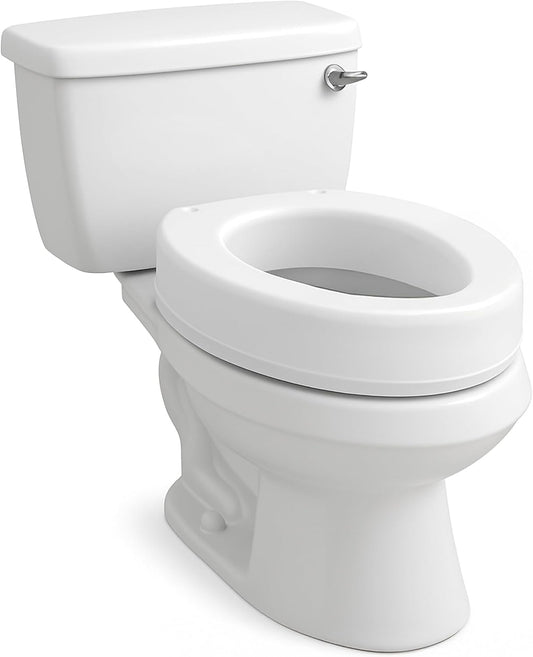 Carex Toilet Seat Riser, Elongated Raised Toilet Seat Adds 3.5 inches to Toilet Height, Assists with Bending or Sitting, Bolt-On Installation Under Existing Toilet Seat, 300 Pound Weight Capacity