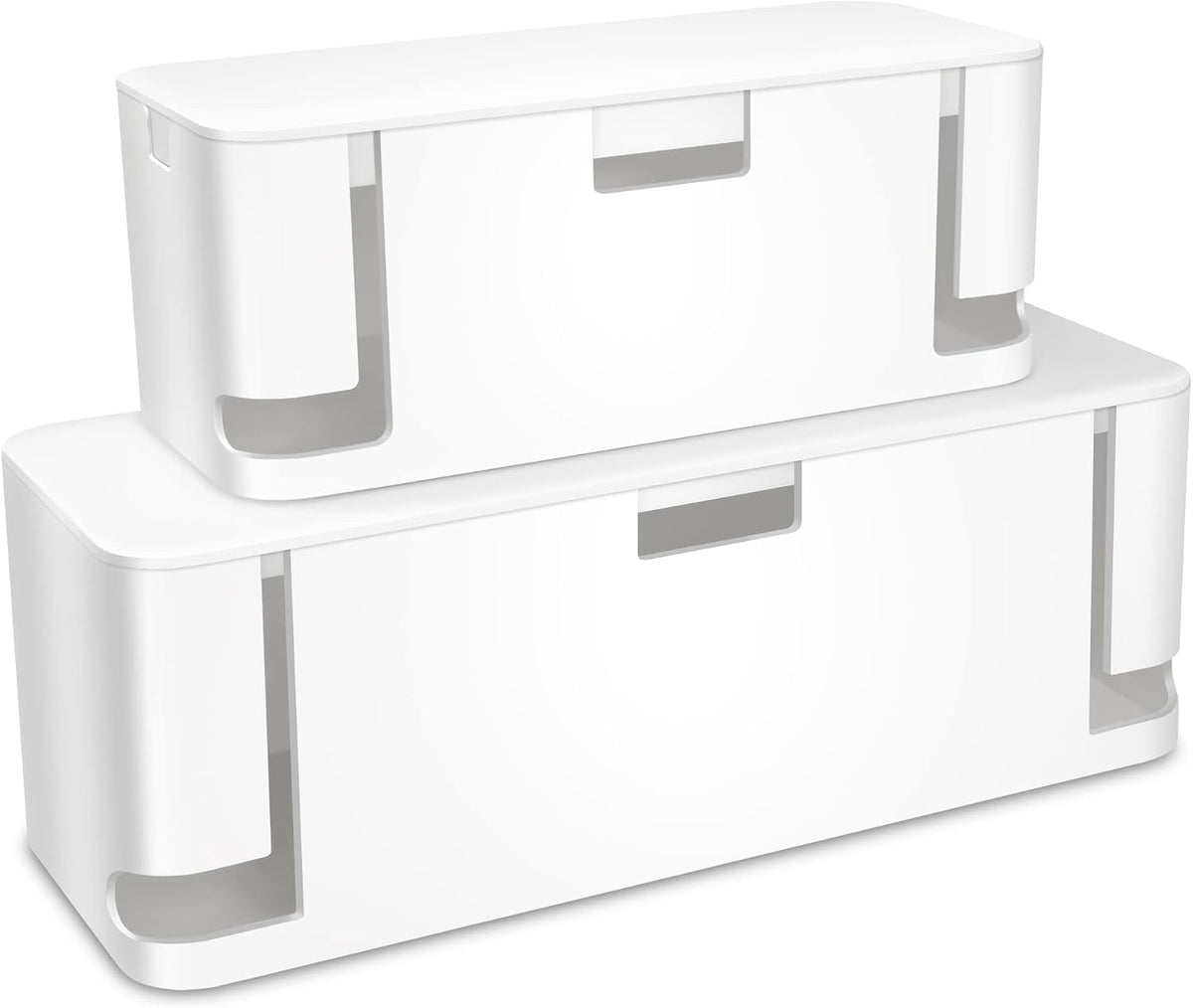 ZhiYo 2 Pack Cable Management Box, Medium & XL, Power Strip Organizer White