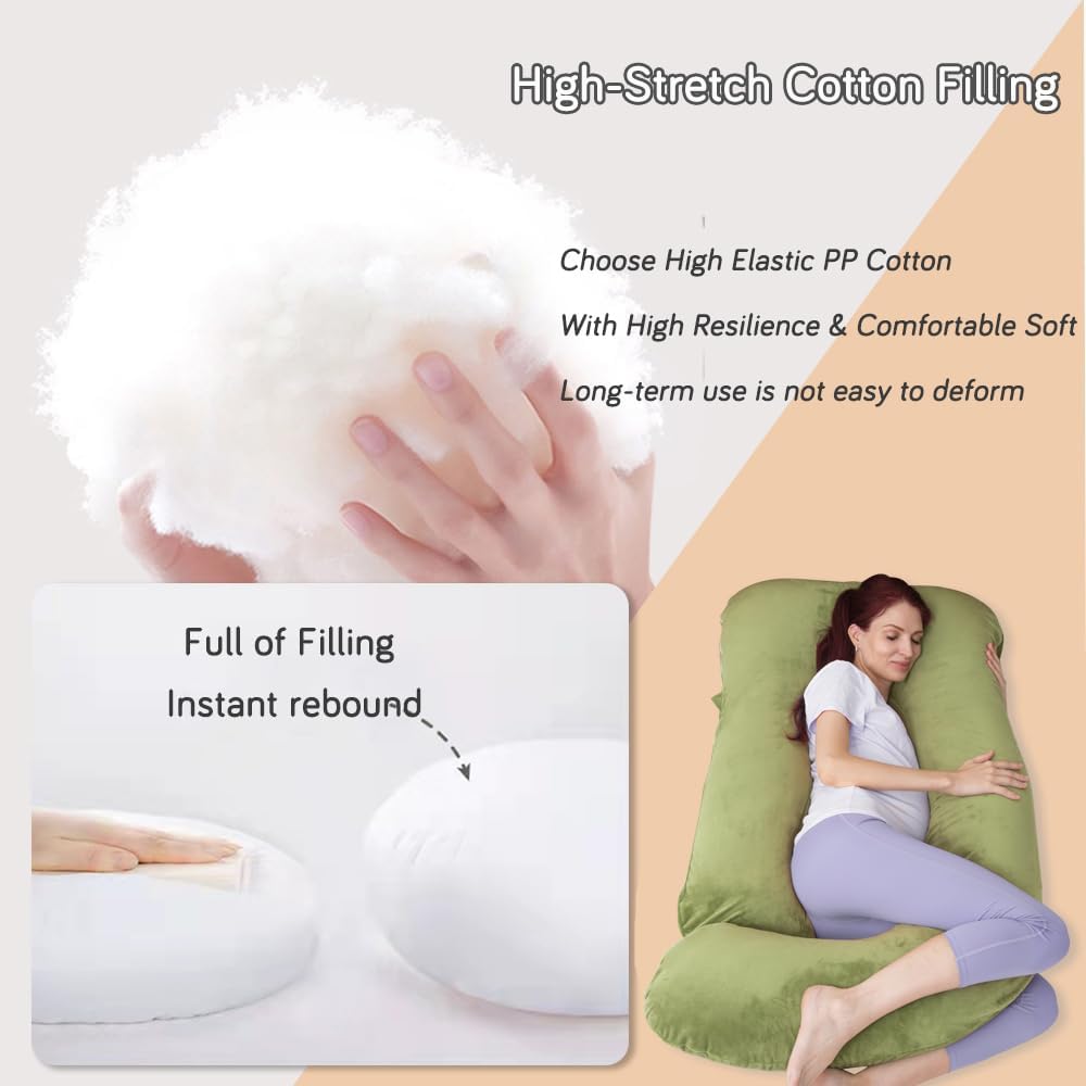 60 Inch Pregnancy Pillow for Sleeping, Extra Large U Shaped Body Pillow, Maternity Pillow for Pregnant Women (Green)