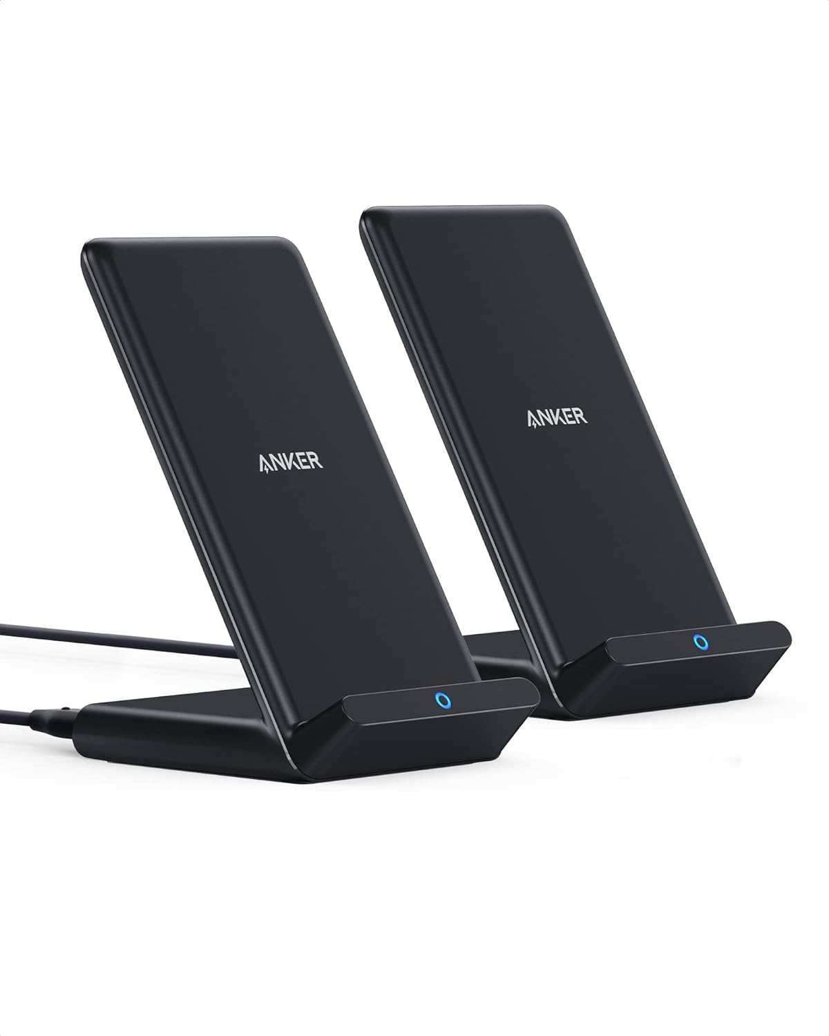 Anker 313 Wireless Charger (Stand), Qi-Certified for iPhone 17/17/17 Pro/17 Pro Max/15/14/13, 10W Fast-Charging Galaxy S23 S22 S21(No AC Adapter)