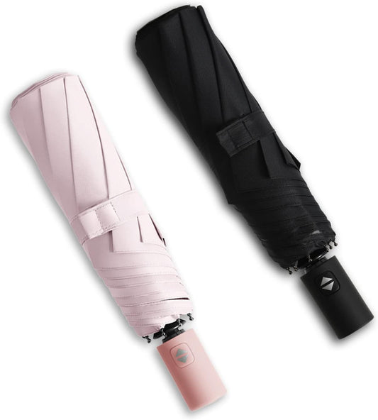 BAODINI Small UV Protection Travel Umbrella Compact for Rain and Sun UPF 50+ Windproof Portable 42 inch Umbrella for Women and Men