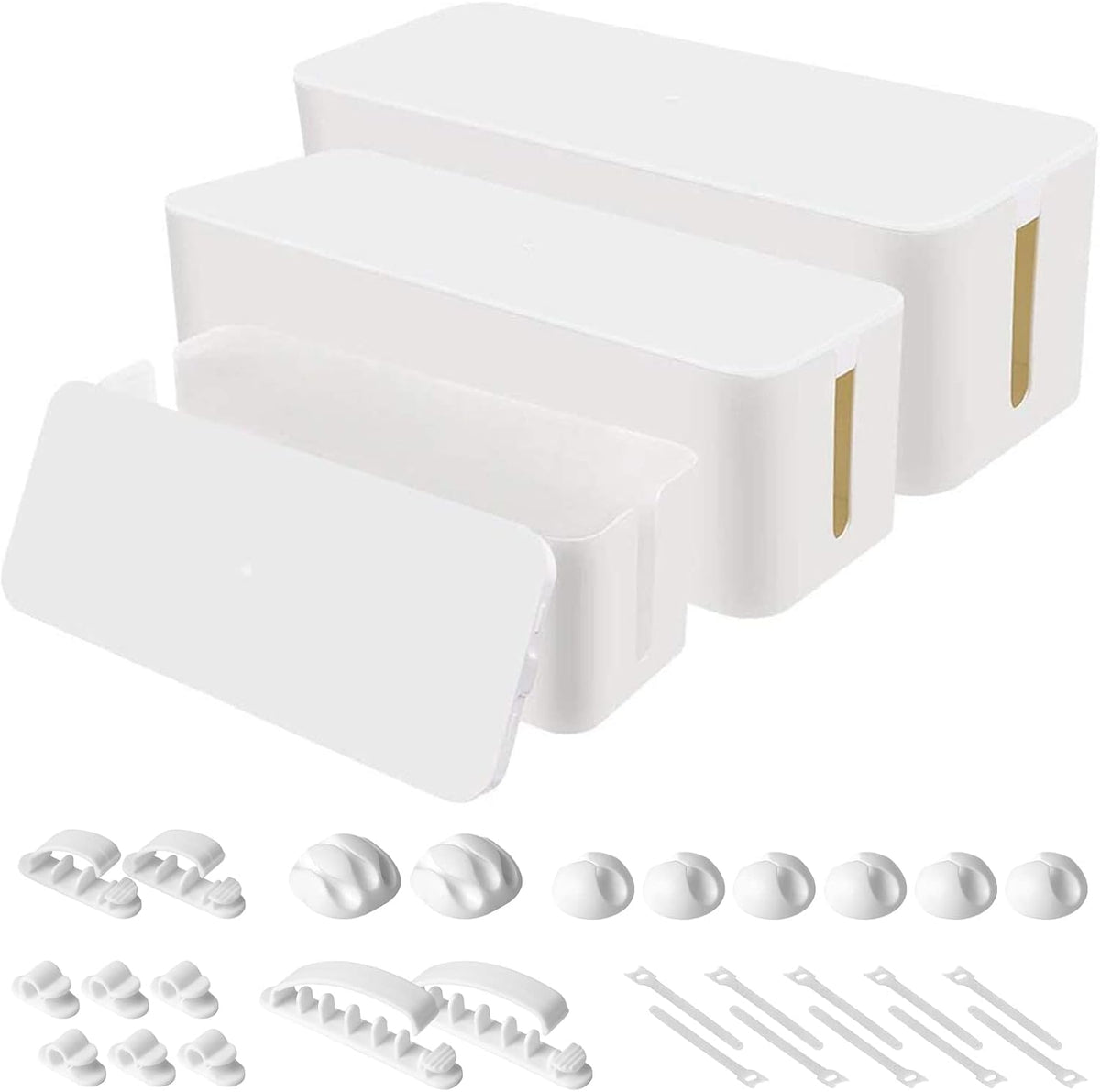 3 Pack Cable Organizer Box, Cable Management Box for Surge Protector