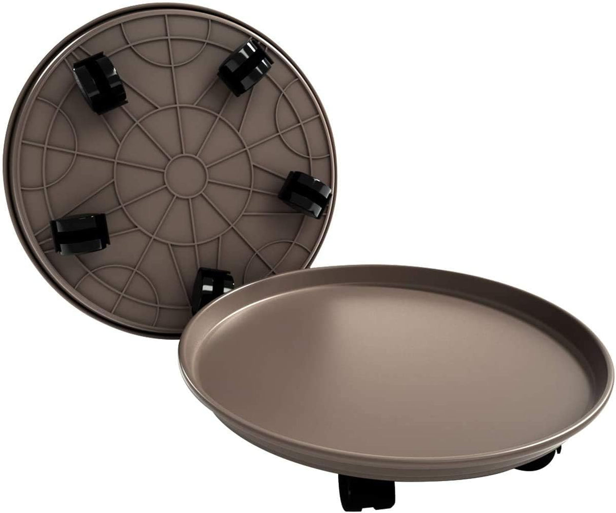 2 Pack 13" Black Plant Caddy Round Movable Planter with Easy Moving Caster Wheels Dolly Trolley Tray Pallet Outdoor Indoor Tree Flower Stand Planter