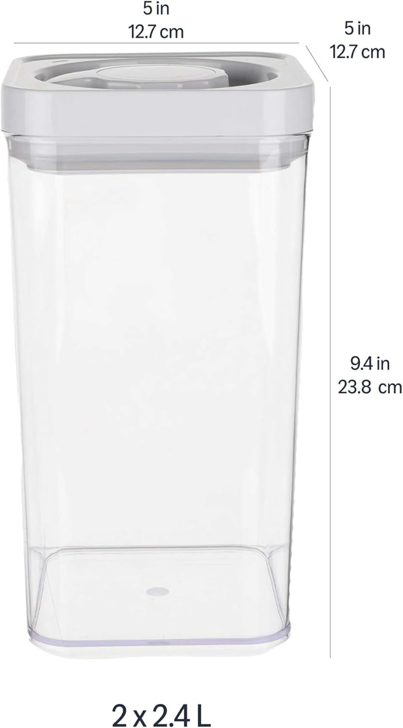 Amazon Basics Airtight Food Storage Containers, BPA Free, Dishwasher Safe, with Twist/Turn Lids, for Kitchen Pantry Organization, 10-Piece Square Set, Clear Plastic