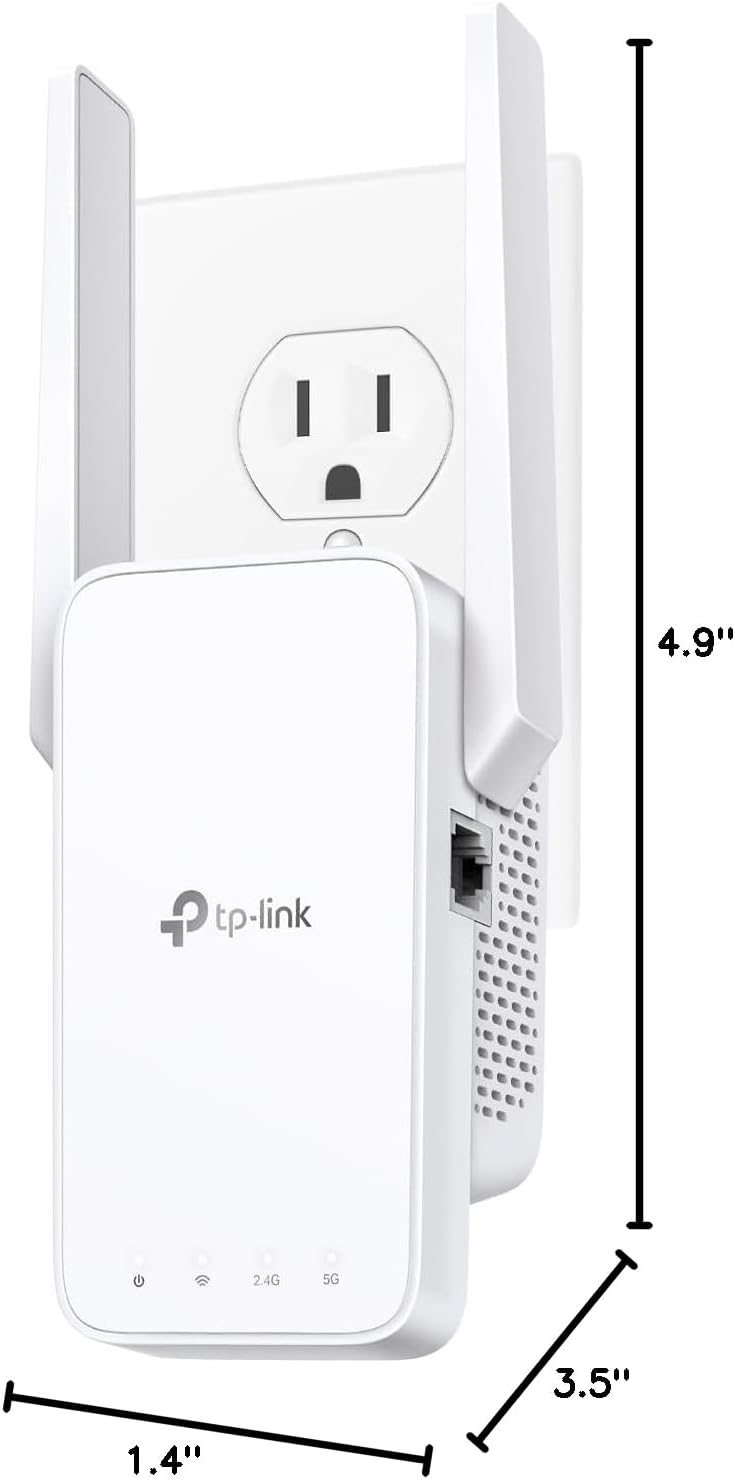 TP-Link AC1200 WiFi Extender - 1.2Gbps Home Signal Booster, Dual Band 5GHz/2.4GHz, Up to 1600 Sq.ft and 32 Devices, EasyMesh Compatible, One Ethernet Port (RE315)