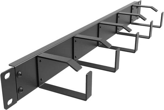 19-Inch 1U Metal Horizontal Rackmount 5 D-Rings Cable Manager
