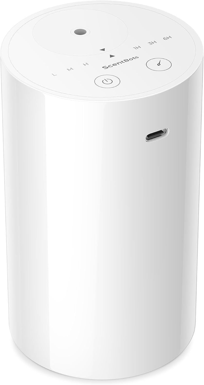 Waterless Essential Oil Diffuser, Battery Operated Aromatherapy Diffuser with 20mL Capacity, Mini Portable Scent Air Diffuser, 3 Countdown Timers & Mist Levels for Home Room Car Office, ANZ Black