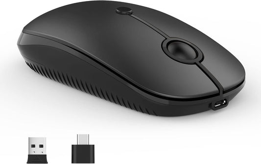 VssoPlor Type C Wireless Mouse, USB C MacBook Wireless Mouse, Black