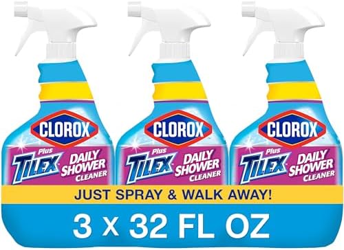 Clorox Plus Tilex Daily Shower Cleaner, 32 Fluid Ounce Spray Bottle, Pack of 3