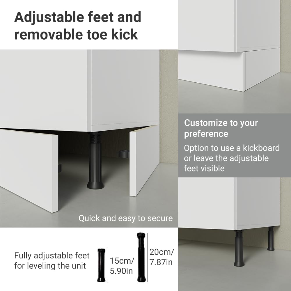 Madesa Compact Garage and Utility Room Base Storage Cabinet with 2 Doors and Tool Storage Shelves 33 Inch Wooden Organization Unit - White