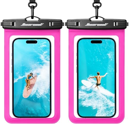 Hiearcool Waterproof Phone Pouch,Waterproof Phone Case for iPhone 17 16 15 14 13 Pro Max Plus up to 8.9",IPX8 Cellphone Dry Bag for Beach Cruise Travel-Bright Red-2Pack